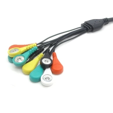 Customized 10 Pin pogo pin mangtic connector to 10 leads 4.0mm female snap ECG Cable | Dongguan ECG wire Supplier