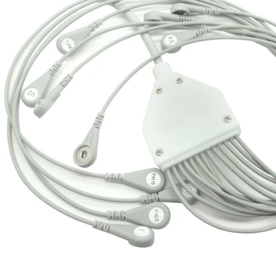 Customized DB15PIN Female Plug to SR Splitter to 4.0mm Female Snap Electrode Cable with 13 Leads wire | Dongguan Medical Cable Supplier