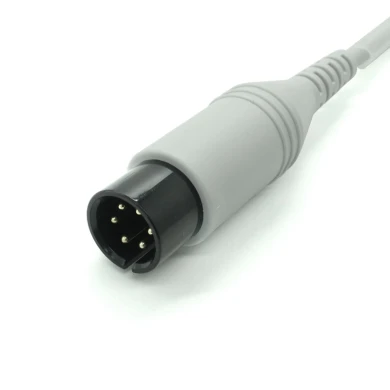 Cusomized 6 Pin Male Connector to 5 Leads 2.0mm Electrode Pin ECG Cable for Physical Therapy Machine | Dongguan Medical Cable Supplier