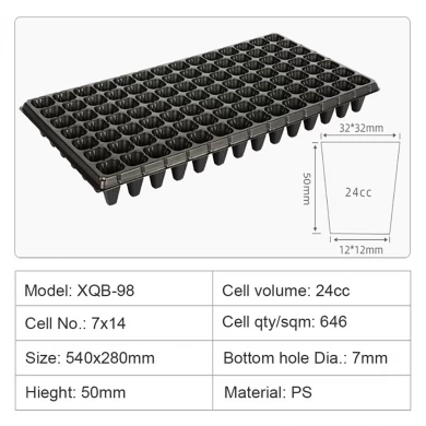 98 Cells Garden Plug Tomato Chili Green Onion Plant Seed Grow Tray With Hole For Sale