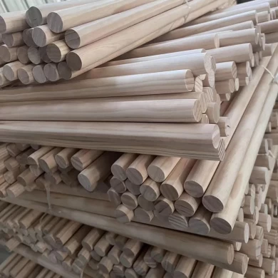 Մեծածախ սոճու կլոր պինդ փայտե փայտի կեռաձողեր փաթեթներով պատրաստում