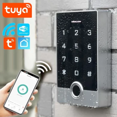 Tuya WIFI metal frame 125Khz/13.56Mhz RFID smart single door access control keypad with IP68 waterproof function
