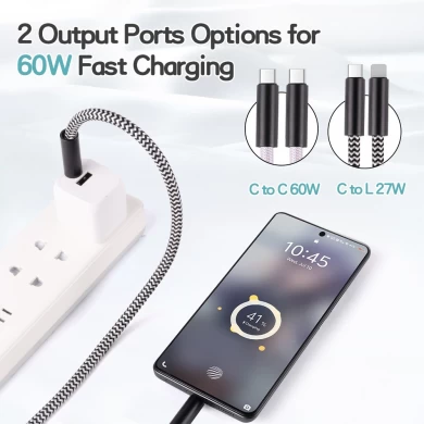 Kreatywny prezent niestandardowy Logo 60W Smycz do ładowania kabla Multi typu C do USB C kabel ładowania smyczy