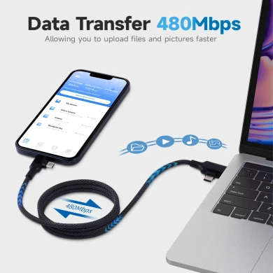 Logo personnalisé 60W Charge magnétique noire USB C vers USB C Câble double sortie 4 en 1 Câble de chargement multi-magnétique