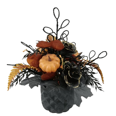 Senmasine Decoración de Calavera de Halloween con Esqueleto Brillo Rama Negra Muerta Flores de Rosas Grandes Artificiales
