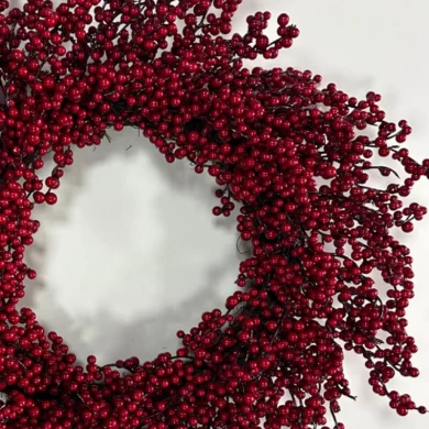 Senmasine 24 Zoll roter Beerenkranz für Weihnachtsfest-Haustür-Hängedekoration