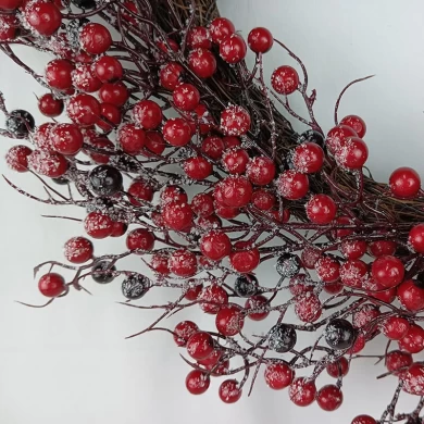 Senmasine 24 Inch Christmas berry wreaths for winter farmhouse front door hanging decoration