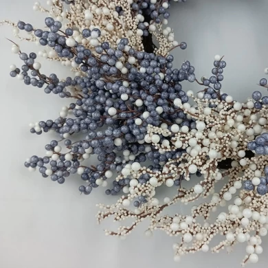 Senmasine Ghirlande di bacche bianche blu da 24 pollici per la decorazione natalizia appesa alla porta d'ingresso invernale della fattoria