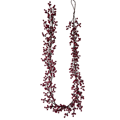 Senmasine 6 英尺红色浆果花环冬季前门农舍壁挂圣诞装饰