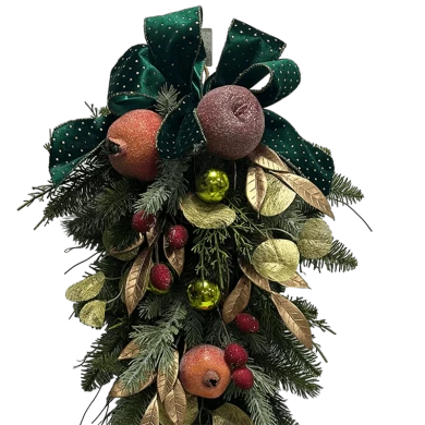 Senmasine 26-дюймовый рождественский подарок с фруктами и ленточными бантами, искусственные ветки из ПВХ, листья