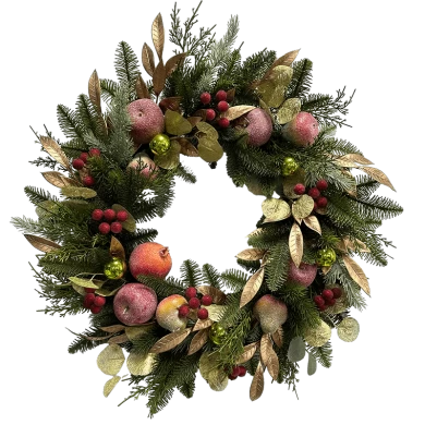 Senmasine 26-дюймовый рождественский подарок с фруктами и ленточными бантами, искусственные ветки из ПВХ, листья
