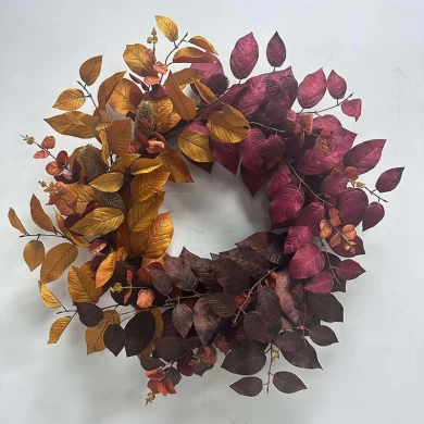 إكليل الخريف من سينماسين مقاس 60.96 سم من نبات بانيان الاصطناعي لديكور التعليق على الحائط والباب الأمامي