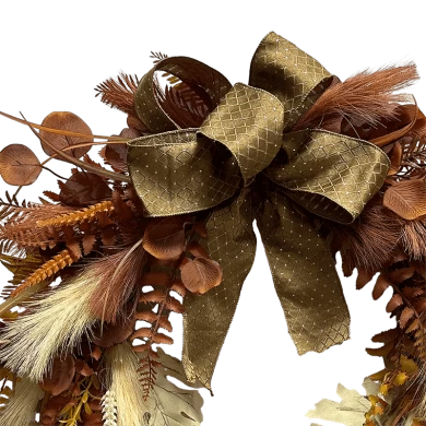 Senmasine 24 英寸秋季花环前门悬挂秋季装饰人造潘帕斯草蝴蝶结