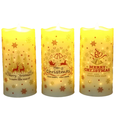 Senmasine Flameless Led Candle Printing Christmas Tree Star Flower Pattern