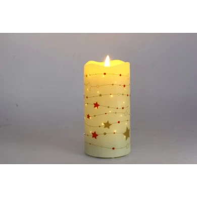 Senmasine Vlamloze Led-kaars Afdrukken Kerstboom Ster Bloemenpatroon