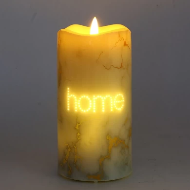Senmasine беспламенные настоящие восковые светодиодные свечи 7,5*15 см, голова лампы-пули, свеча с принтом, буквенный узор