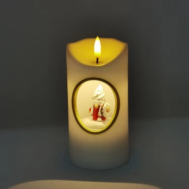 Senmasine 圣诞 LED 蜡烛音乐旋转场景无焰蜡烛 7.5*15 厘米