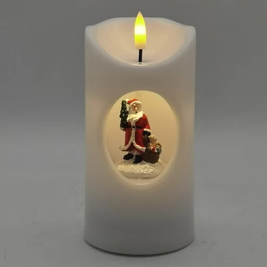 Senmasine Świąteczne świece Led Muzyczna scena obrotowa Bezpłomieniowa świeca 7,5 * 15 cm