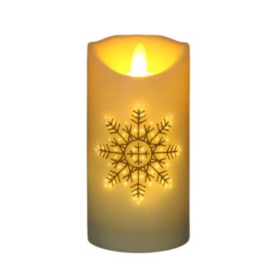 Senmasine 7.5*15cm TPR 软橡胶灯头蜡烛印刷雪花图案塑料光纤 Led 无焰蜡烛