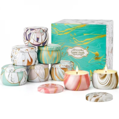 Senmasine 8 peças de velas perfumadas de cera de soja, conjuntos de presentes com rótulo personalizado, velas perfumadas de aromaterapia de luxo