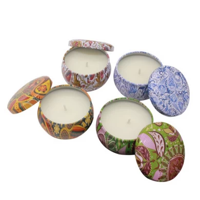 Senmasine 4 pièces bougies de cire coffrets cadeaux parfumés Logo personnalisé lilas gardénia jasmin bleu carillon éolien bougies parfumées de soja