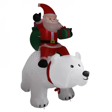Senmasine 6ft Santa Claus Riding Polar Christmas Inflatable Bear With Built-in Led Lights Blow Up Yard Xmas Party Decoration
