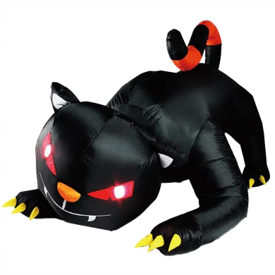 Senmasine Halloween Black Cat Gonfiabile con luci a LED Built-in Blow Up Decorazione per feste da cortile per interni ed esterni