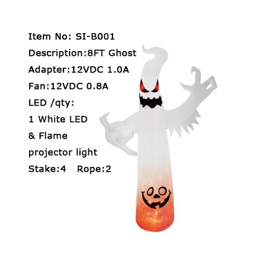 Senmasine Fantôme gonflable d'Halloween de plusieurs styles avec projecteur de flamme LED intégré