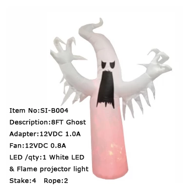 Senmasine Blow Up Halloween Inflatable Ghost With Built-in Led Flame Projector Light Outdoor Party Spooky Decorative
