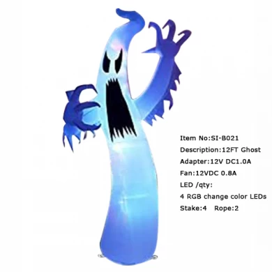 Senmasine opblaasbaar Halloween-spook met ingebouwde led-vlamprojectorlamp buitenfeest Spooky decoratief