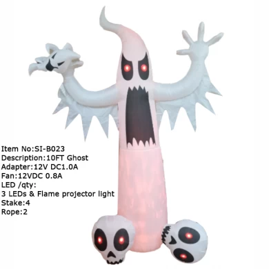 Senmasine opblaasbaar Halloween-spook met ingebouwde led-vlamprojectorlamp buitenfeest Spooky decoratief