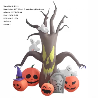Senmasine-árbol inflable de Halloween, 9 pies, con luz Led incorporada fantasma, decoración interior y exterior