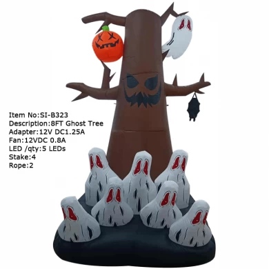 Senmasine-árbol inflable de Halloween, 9 pies, con luz Led incorporada fantasma, decoración interior y exterior