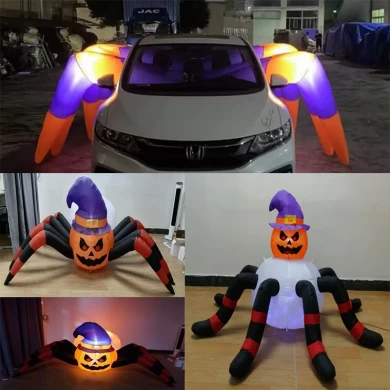 Senmasine Aranha inflável de Halloween com luz de projetor multimovente LED embutido e decoração de festa ao ar livre