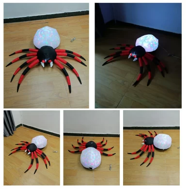 Senmasine 万圣节充气蜘蛛内置 LED 多移动投影仪灯户外派对装饰