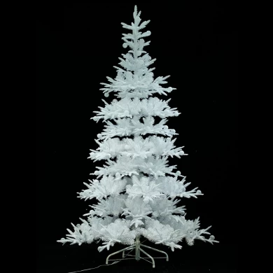 Senmasine albero di Natale floccato con luci a bolle a LED bicolori Decorazione esterna in PVC artificiale bianco