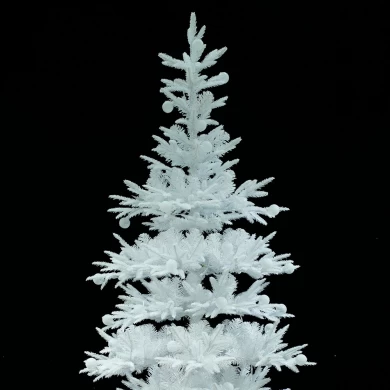 Senmasine Árvore de Natal flocada com luzes de bolha led bicolor branco artificial pe pvc decoração externa