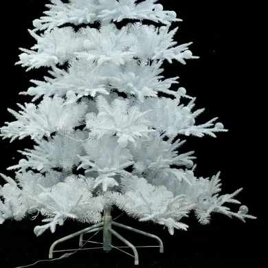 Senmasine Flocked Christmas Tree With Bicolor Led Bubble Lights White Artificial Pe Pvc Outdoor Decoration