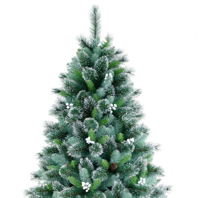 Senmasine 7,5ft künstlicher Weihnachtsbaum aus gemischtem PVC mit Tannenzapfen, Outdoor-Ferienhausdekoration