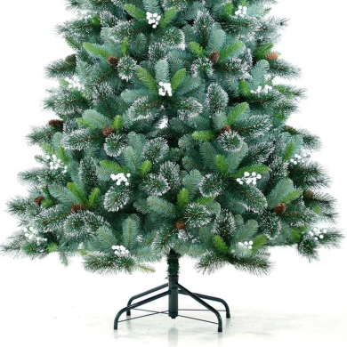Senmasine-árbol de Navidad Artificial de Pvc mezclado con aguja de 7,5 pies con piñas decoración del hogar de vacaciones al aire libre