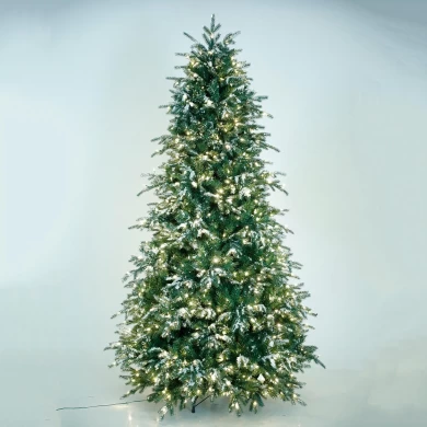Senmasine 7,5 Fuß künstliche beflockte Weihnachtsbäume aus Pe-PVC mit LED-Lichtern für den Außenbereich, Weihnachtsdekoration