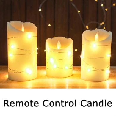 Senmasine 3PCS Flameless Candle Battery Operated Remote Control Timer Flashing Flame Real Wax Led Candles