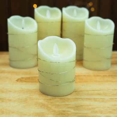 Senmasine 3PCS Flameless Candle Battery Operated Remote Control Timer Flashing Flame Real Wax Led Candles