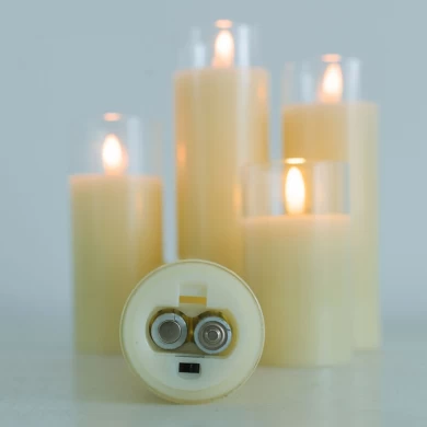 Senmasine 5 velas de cristal sin llama con batería remota parpadeante vela LED con mecha de cera real