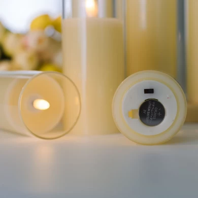 Senmasine 5 velas de cristal sin llama con batería remota parpadeante vela LED con mecha de cera real