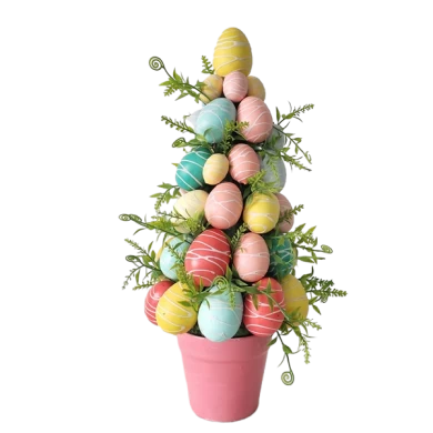 شجرة عيد الفصح على شكل بيض ملون من Senmasine لتزيين المنزل والحديقة والطاولة مقاس 18 بوصة و19 بوصة و24 بوصة