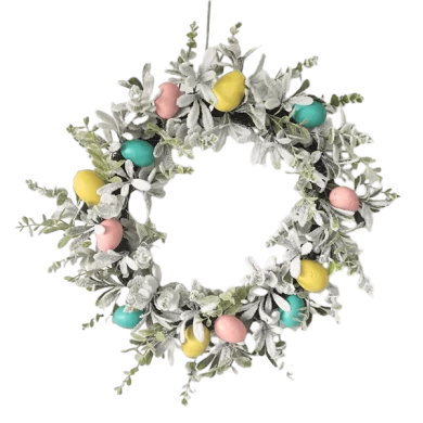 Senmasine Ghirlanda artificiale di Pasqua con uova colorate di coniglio Decorazione di foglie verdi Ghirlande primaverili da 22 pollici 24 pollici