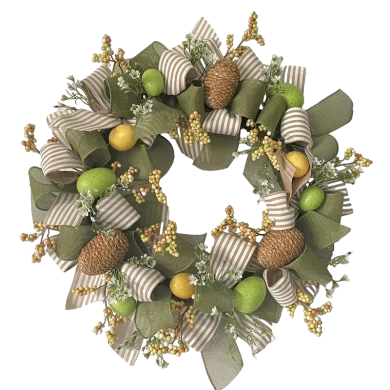 Senmasine – couronnes de porte de pâques, décoration suspendue, œufs colorés mélangés, feuilles artificielles, nœuds de ruban, lapin