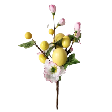 Senmasine Oster-Picks mit bunten Schaumstoff-Eiern, gemischten künstlichen Blättern, Kaninchen-Karotten-Dekoration
