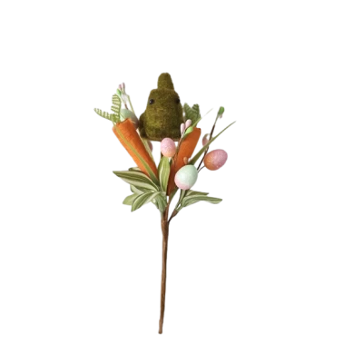 Senmasine Pics à œufs de Pâques avec feuilles artificielles, fleurs, lapin, carotte, décoration 9/10/11/12/14/15 pouces